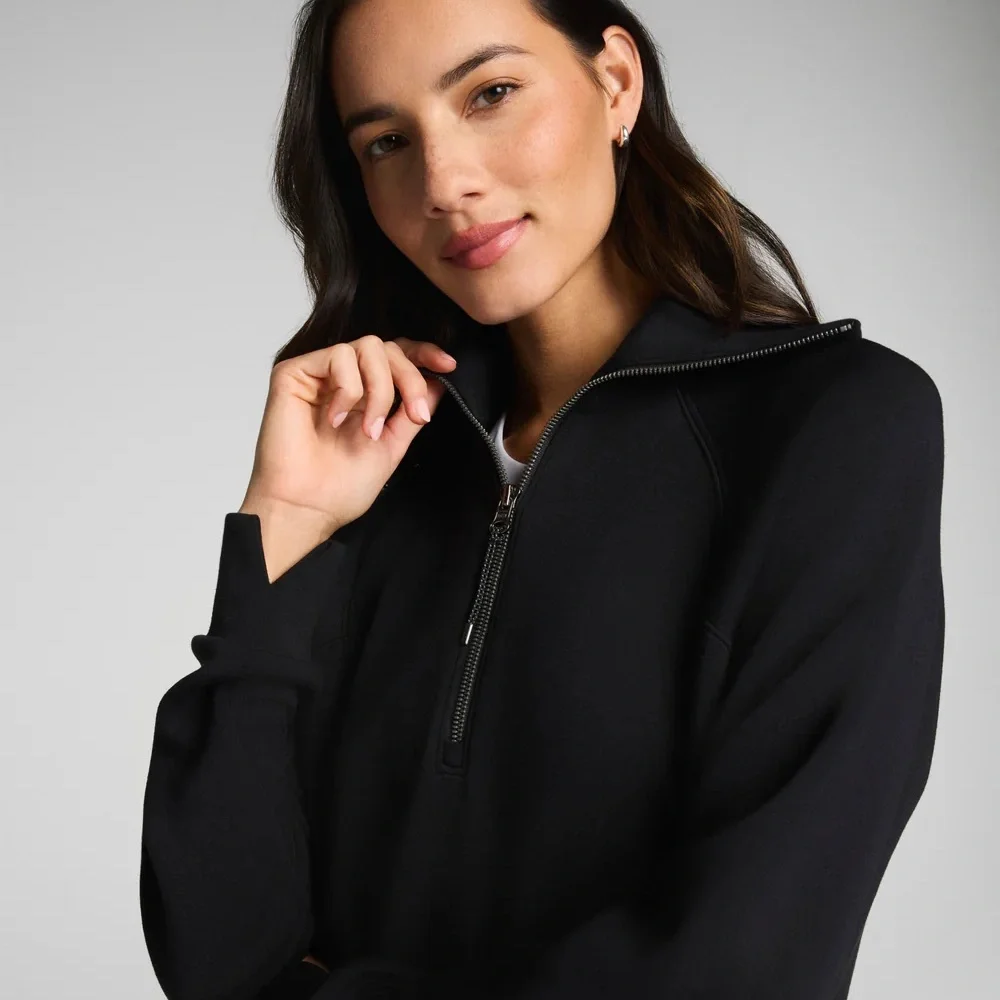 SPANX AIR ESSENTIALS Very Black Quarter-Zip Pullover - Picture 3 of 5